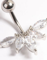 Surgical Steel Cubic Zirconia Marquise Fan Belly Ring - link has visual effect only