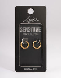 Gold Plated Surgical Steel Bevelled Hoop Earrings - link has visual effect only