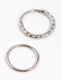 Titanium Cubic Zirconia Texture Ring Nose Pack - link has visual effect only