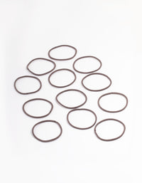 Brown Fabric Basic Thin Hair Ties 12-Pack - link has visual effect only