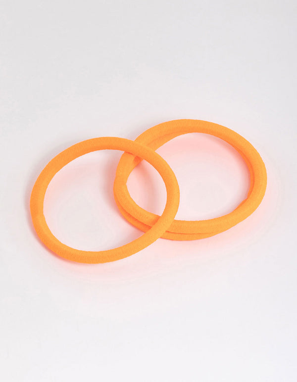 Orange Fabric Classic Hair Tie Pack