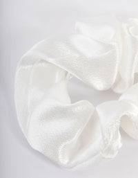 White Fabric Satin Scrunchie - link has visual effect only