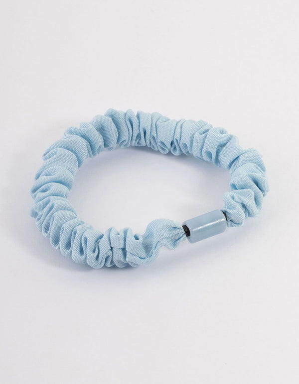 Blue Fabric Clamp Thin Scrunchie