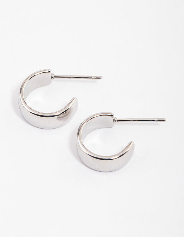 Rhodium Surgical Steel Wide Hoop Earrings