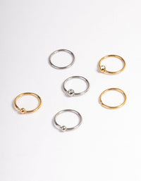 Mixed Metal Surgical Steel Ball & Cubic Zirconia Ring Nose 6-Pack - link has visual effect only