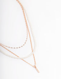 Rose Gold Pearly Mixed Triple Row Chain Necklace - link has visual effect only