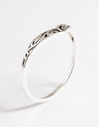 Sterling Silver Swirl Detail Point Ring - link has visual effect only