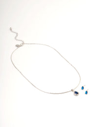 Silver Blue Cubic Zirconia Pear Halo Earrings & Necklace Set - link has visual effect only