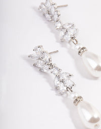 Rhodium Petal Drop Pearl Earrings - link has visual effect only