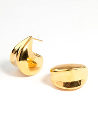 Waterproof Waterproof Gold Plated Stainless Steel Thick Scoop Earrings - link has visual effect only