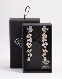 Diamond Simulant Gold Petal Drop Earrings - link has visual effect only