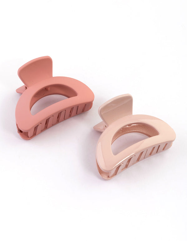 Plastic Blush Half Moon Claw Clip Pack