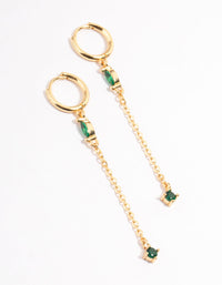 Gold Plated Stainless Steel Double Stone Drop Earrings - link has visual effect only