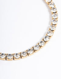 Gold Plated Stainless Steel Diamante Tennis Bracelet - link has visual effect only