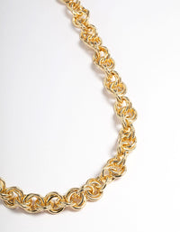 Gold Plated Brass Chain Link Necklace - link has visual effect only