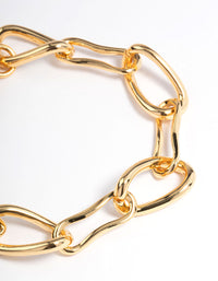 Brass Gold Plated Surgical Steel Irregular Link Chain Bracelet - link has visual effect only