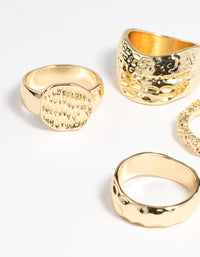 Gold Brass Hammered Molten Ring 4-Pack - link has visual effect only