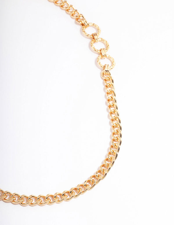 Gold Hammered T&O Necklace