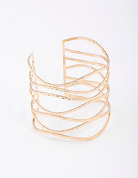 Gold Large Wavy Hammered Cuff Bangle - link has visual effect only