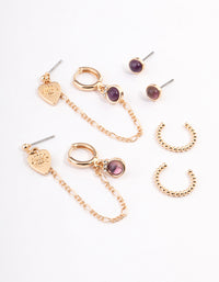 Gold Amethyst Stacker Earrings - link has visual effect only