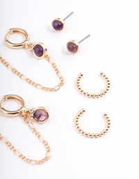 Gold Amethyst Stacker Earrings - link has visual effect only