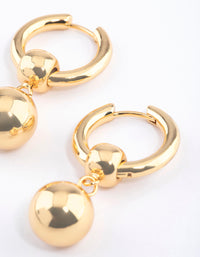 Gold Plated Brass Ball Drop Huggie Earrings - link has visual effect only