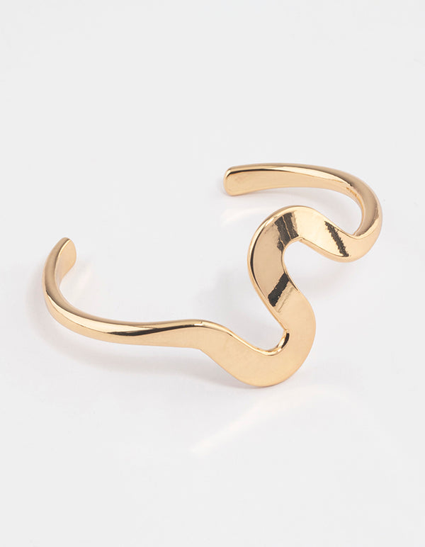 Gold Plated Brass Swirl Cuff Bracelet