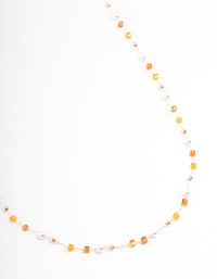 Gold & Orange Beaded Waist Chain - link has visual effect only