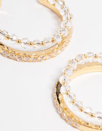 Gold Plated Cubic Zirconia Crystal Double Hoop Earrings - link has visual effect only