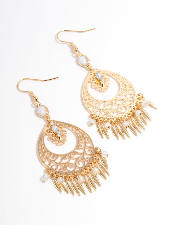 Gold Plated Boho Tassel Drop Earrings