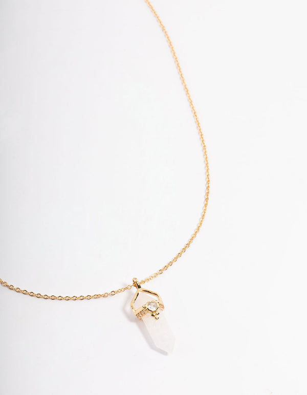 Gold Plated Semi Precious & Diamante Fine Chain Necklace