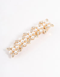 Gold Diamante & Pearl Floral Hair Clip - link has visual effect only