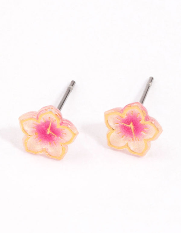 Gold Mini Frangipani Stud Earrings