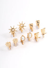 Gold Mix Celestial Clip On Earrings 5-Pack - link has visual effect only