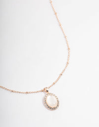 Rose Gold Station Oval Stone Necklace - link has visual effect only