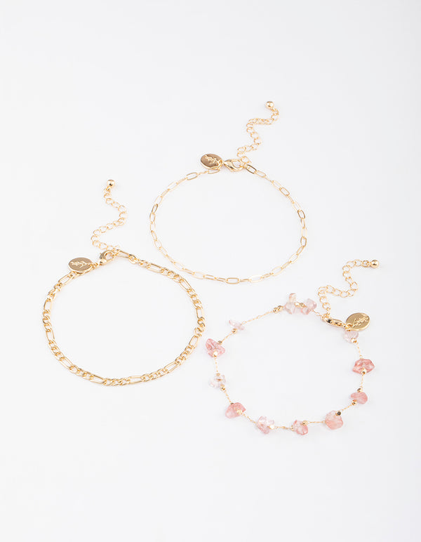 Gold Quartz Multi Anklet Pack