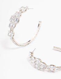 Silver Diamante Baguette Statement Hoop Earrings - link has visual effect only