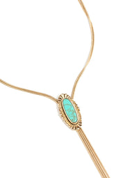 Gold Western Turquoise Bolo Necklace - link has visual effect only