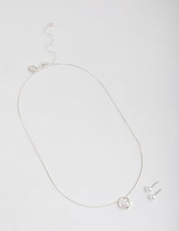 Silver Pearl Open Circle Jewellery Set - link has visual effect only