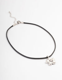 Rhodium Chunky Flower Cord Necklace - link has visual effect only