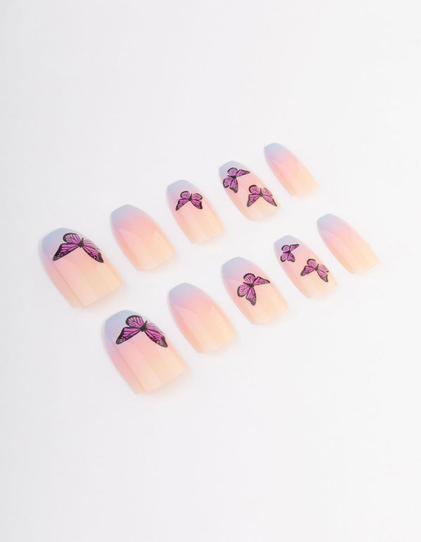 Plastic Butterfly Ombre Press On Nails