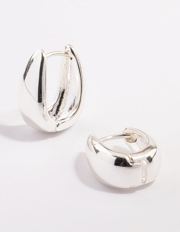 Silver Plated Boho Taper Hoop Earrings