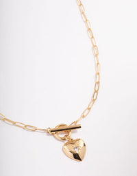 Gold Plated Celestial Heart T-Bar Necklace - link has visual effect only