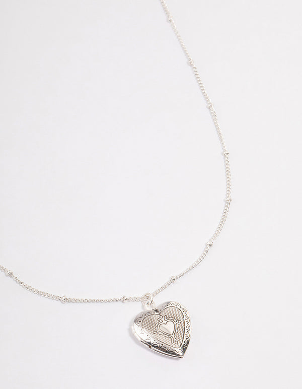 Silver Heart Locket Necklace