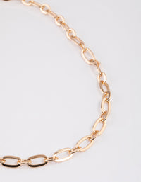 Gold Chain Link Necklace - link has visual effect only