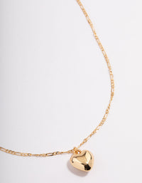 Gold Plated Puffy Heart Figaro Necklace - link has visual effect only