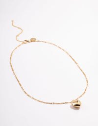 Gold Plated Puffy Heart Figaro Necklace - link has visual effect only