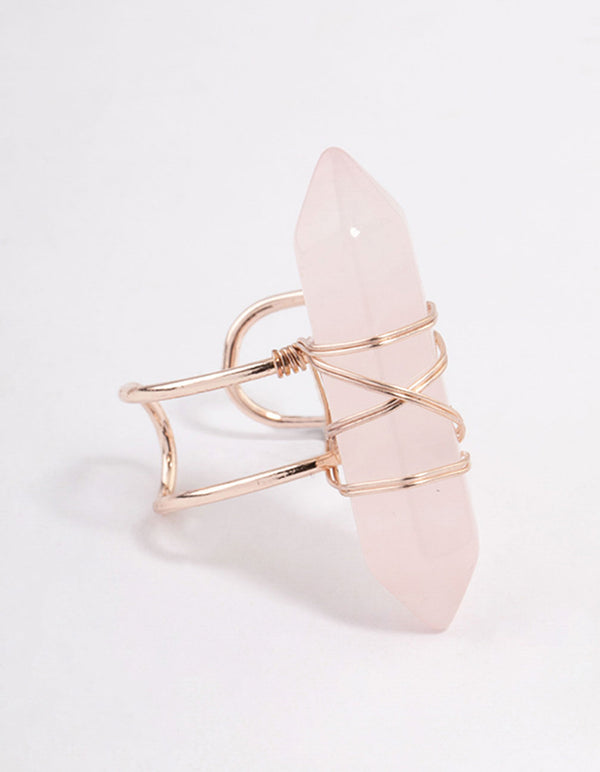 Rose Gold Semi Precious Pink Stone Ring