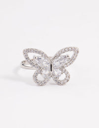 Rhodium Sparkling Butterfly Cocktail Ring - link has visual effect only