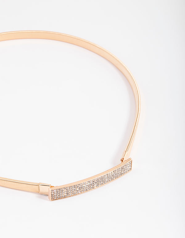 Gold Diamante Buckle Stretch Belt